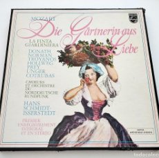 Discos de vinilo: ÓPERA LA FINTA GIARDINEIRA. W. A. MOZART. COFRE 3 LPS. 1972. PHILIPS 6703 039. VINILOS MINT.