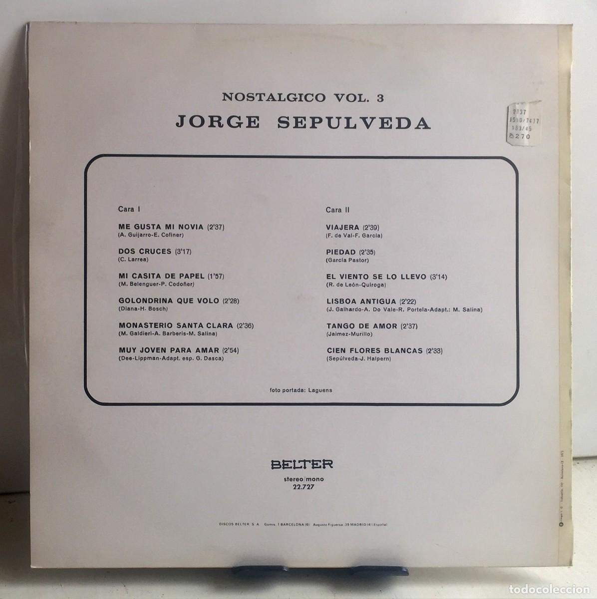Discos de vinilo: Jorge Sep&uacute;lveda - Nost&aacute;lgico Vol. 3 - LP - Foto 2