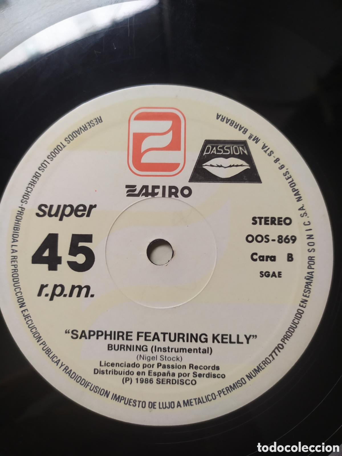 Discos de vinilo: Maxi single Sapphire&nbsp;Featuring&nbsp;Kelly.&nbsp;Burning - Foto 4