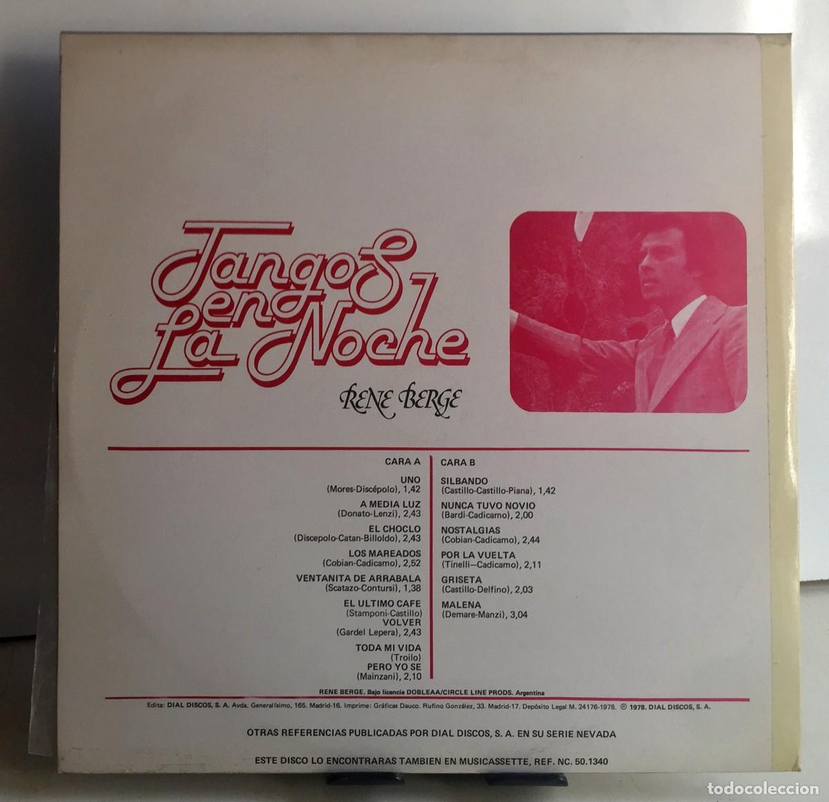 Discos de vinilo: Ren&eacute; Berge - Tangos en la Noche - LP - Foto 2