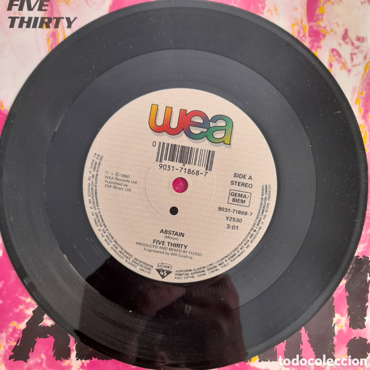 Discos de vinilo: Five Thirty &ndash; Abstain! 1990, Alemania. Vinilo, 7&rdquo; - Foto 3