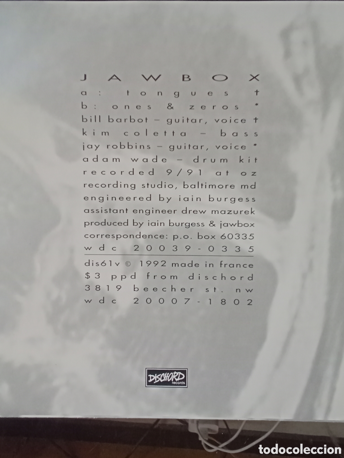 Discos de vinilo: JAWBOX 1992 7&rdquo; DISCHORD Records - Foto 2