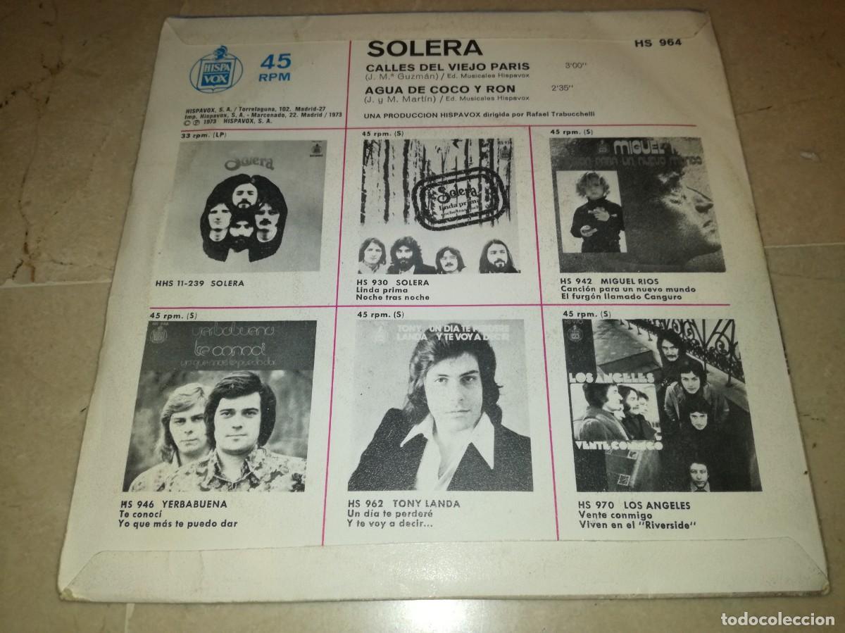 Discos de vinilo: SOLERA-CALLES DEL VIEJO PARIS-ORIGINAL 1973 - Foto 2