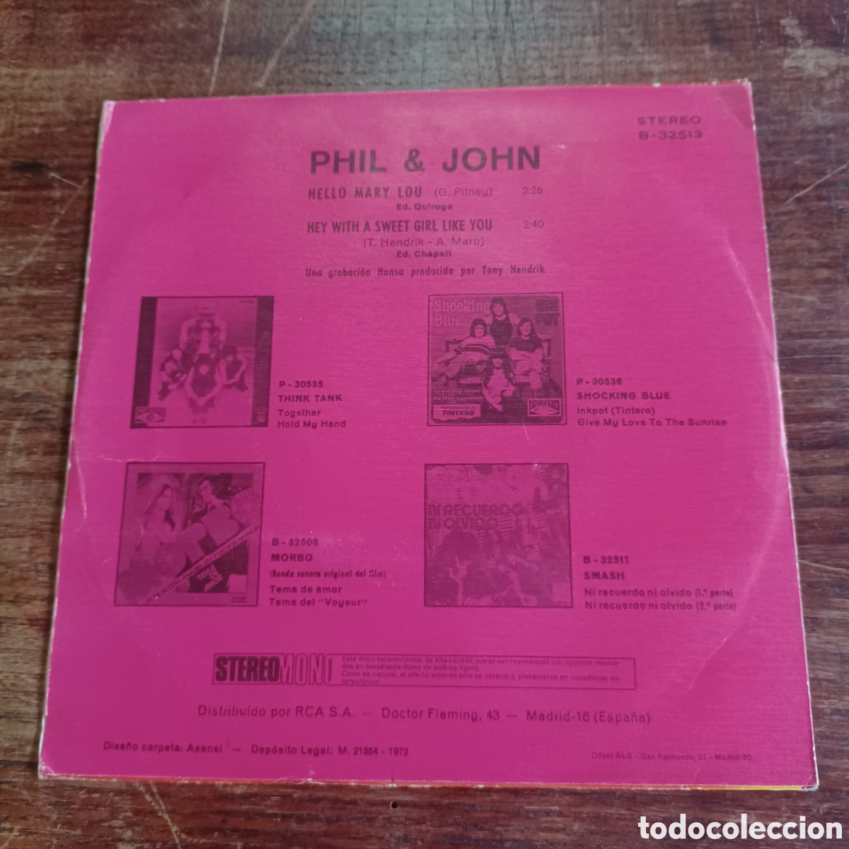 Discos de vinilo: PHIL & JOHN - HELLO MARY LOU 1972 SPAIN - Foto 2