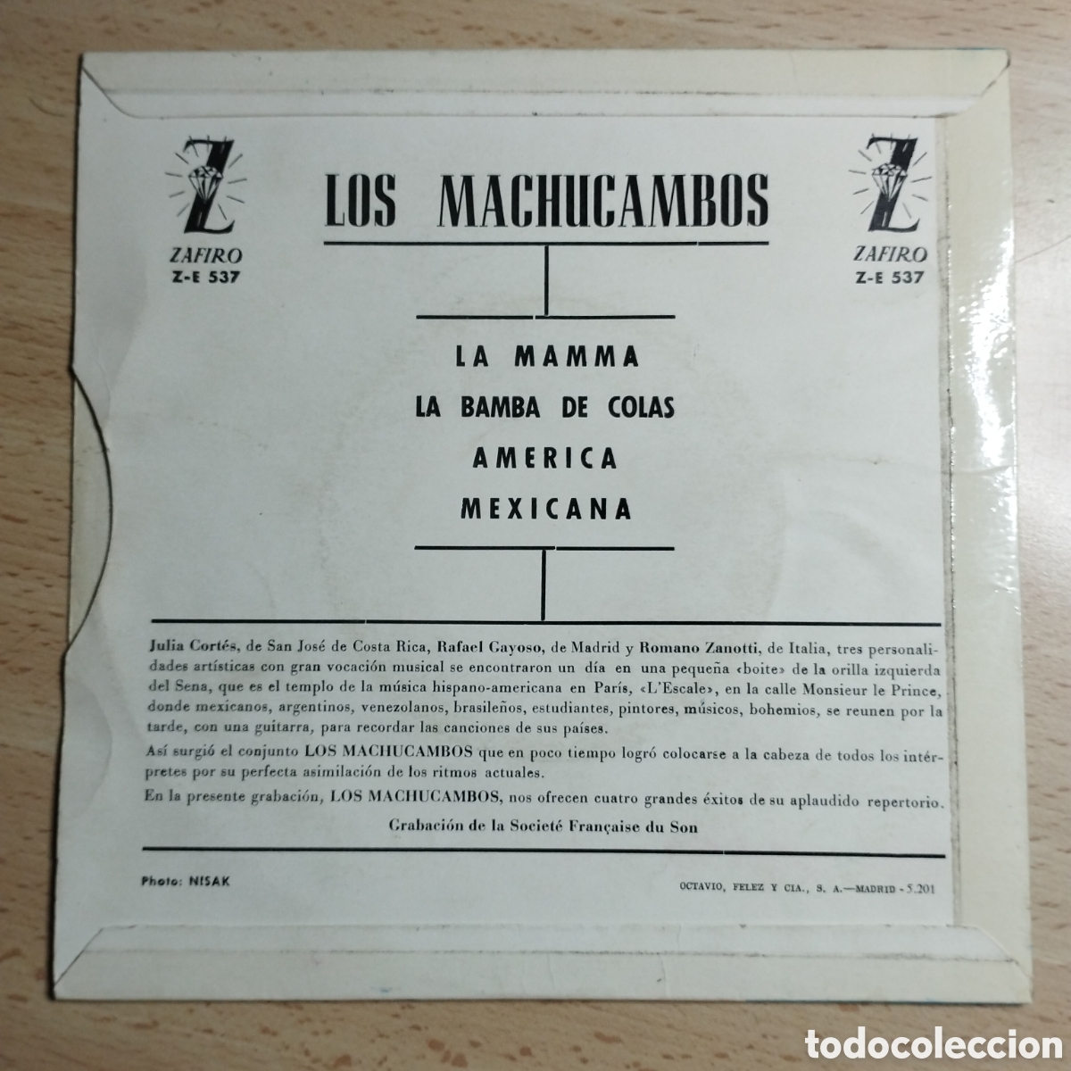 Discos de vinilo: EP 7&rdquo; Los Machucambos 1964 La mamma + 3. - Foto 2