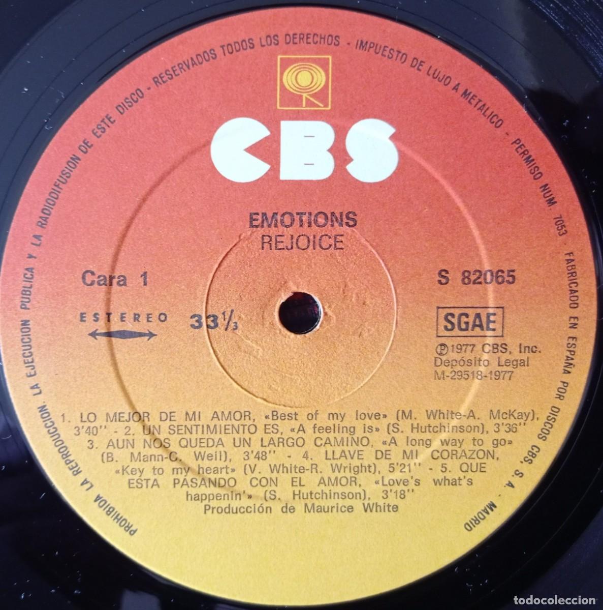Discos de vinilo: EMOTIONS ** Rejoice ** VINILO LP ORIGINAL 1977 - Foto 3