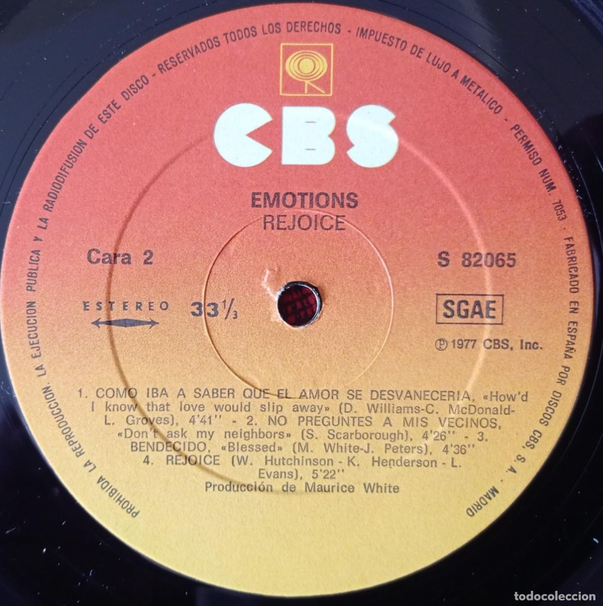 Discos de vinilo: EMOTIONS ** Rejoice ** VINILO LP ORIGINAL 1977 - Foto 4