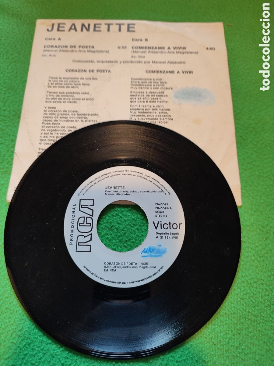 Discos de vinilo: Jeanette - Coraz&oacute;n de poeta - Foto 2
