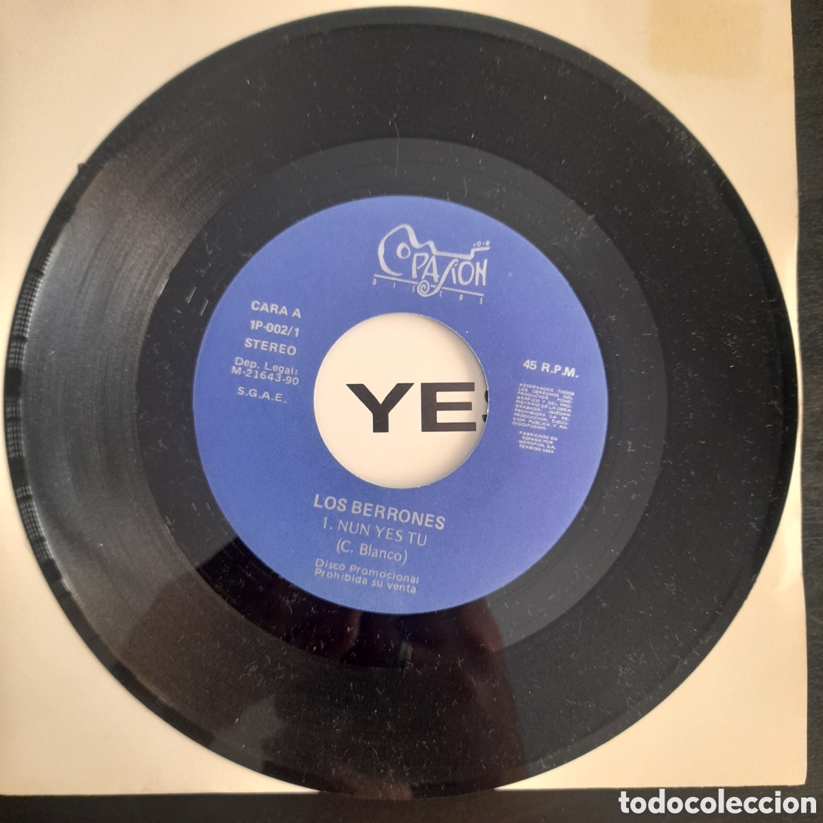 Discos de vinilo: Los Berrones &ndash; Num Yes Tu. 1990. Vinilo, 7&rdquo;, Single Sided, Promo - Foto 3
