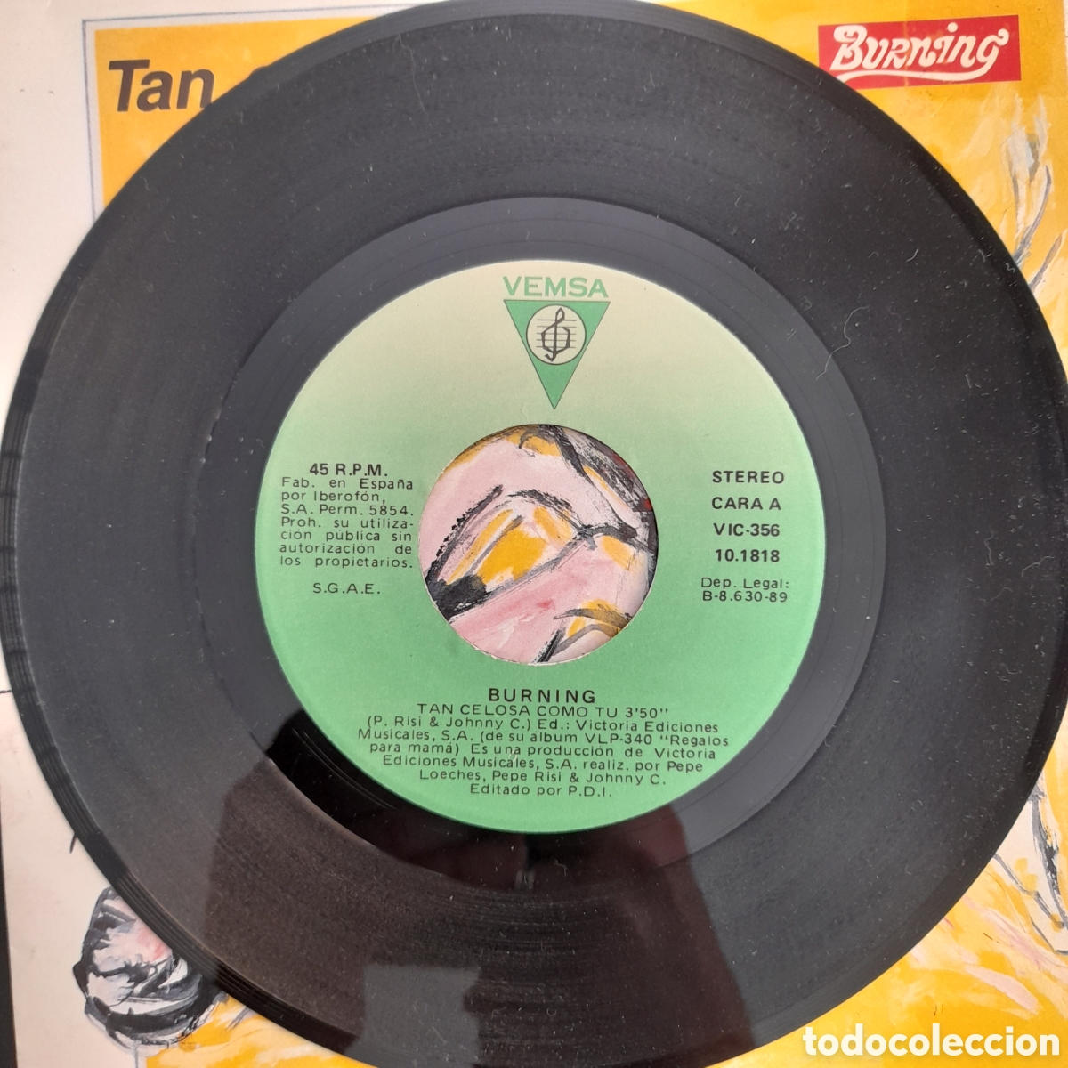 Discos de vinilo: Burning &ndash; Tan Celosa Como T&uacute; / Madrid Sin D. 1989. Vinilo, 7&rdquo;, Single - Foto 3