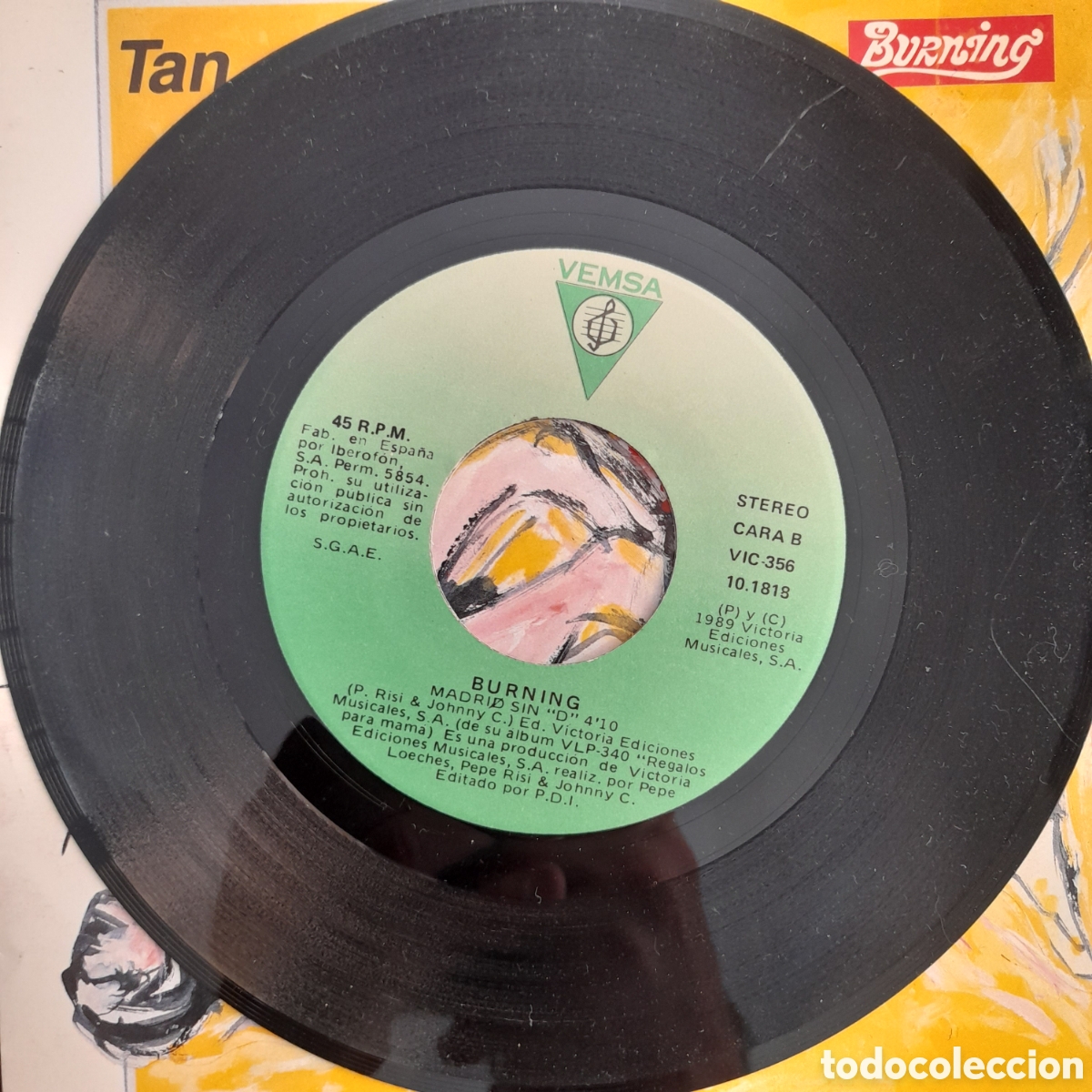 Discos de vinilo: Burning &ndash; Tan Celosa Como T&uacute; / Madrid Sin D. 1989. Vinilo, 7&rdquo;, Single - Foto 4