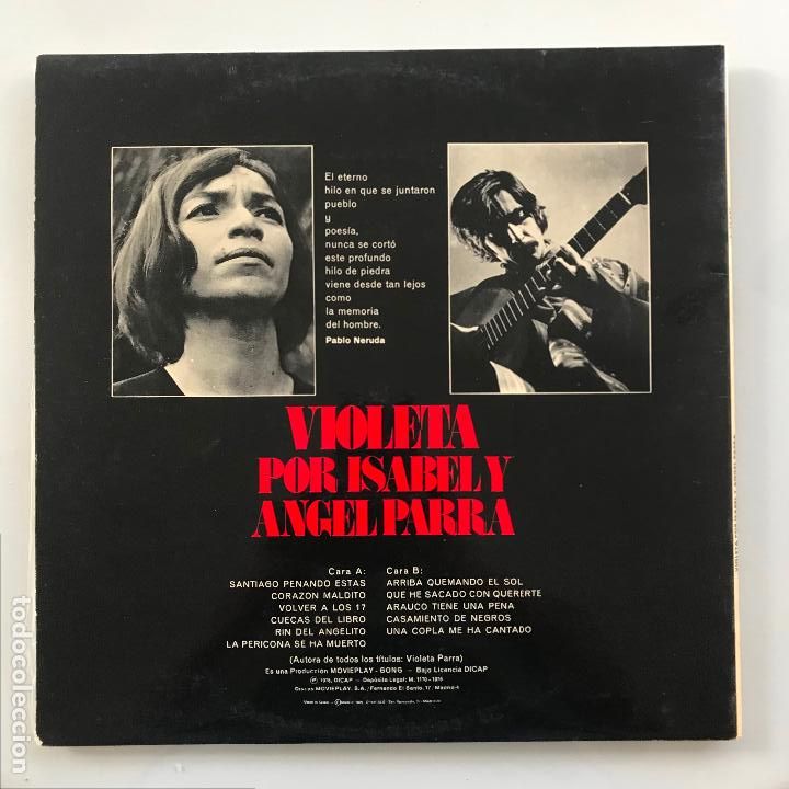Discos de vinilo: Violeta por Isabel y &Aacute;ngel Parra. - Foto 2