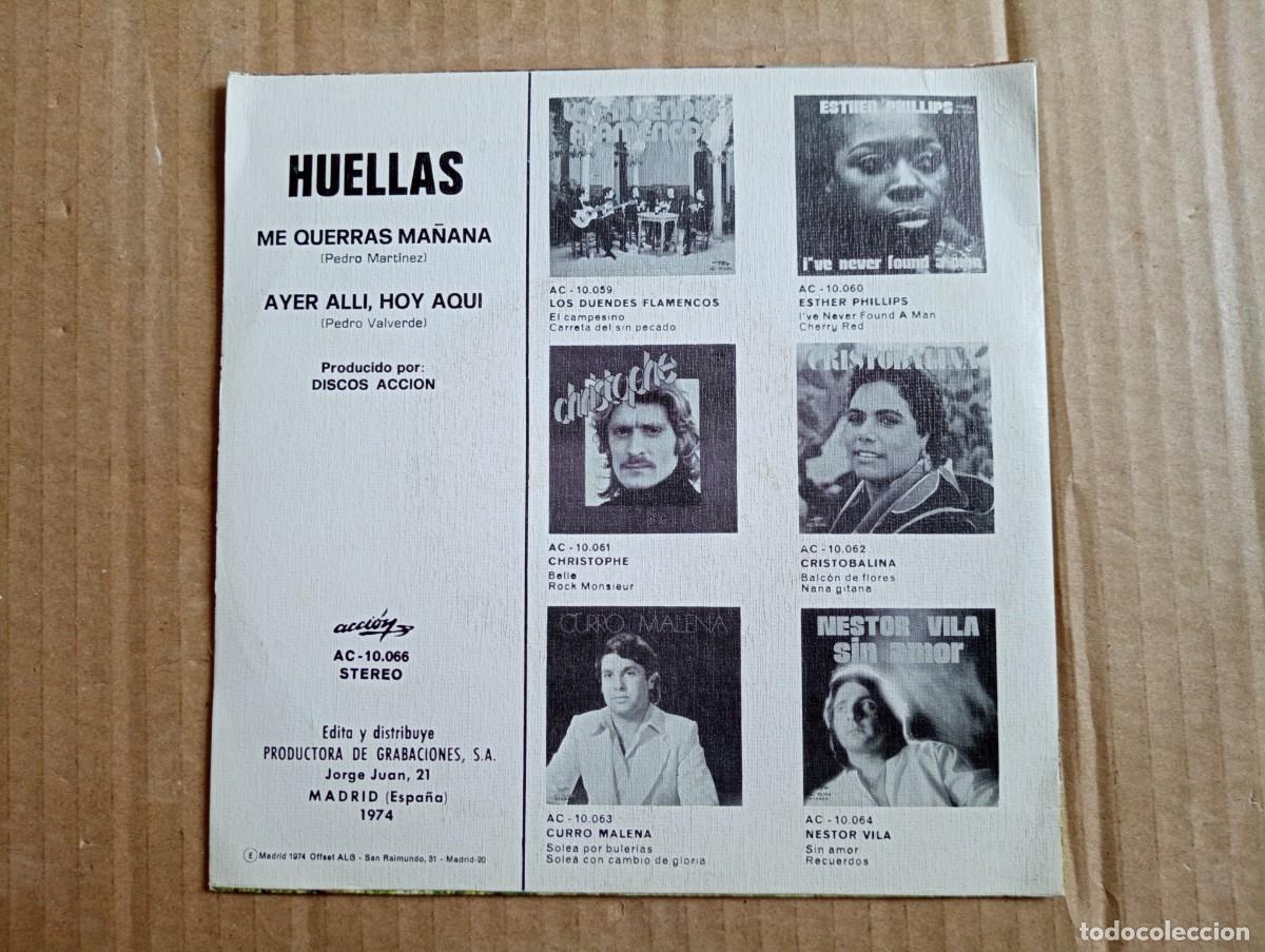 Discos de vinilo: HUELLAS - ME QUERRAS MA&Ntilde;ANA SINGLE 1974 - Foto 3