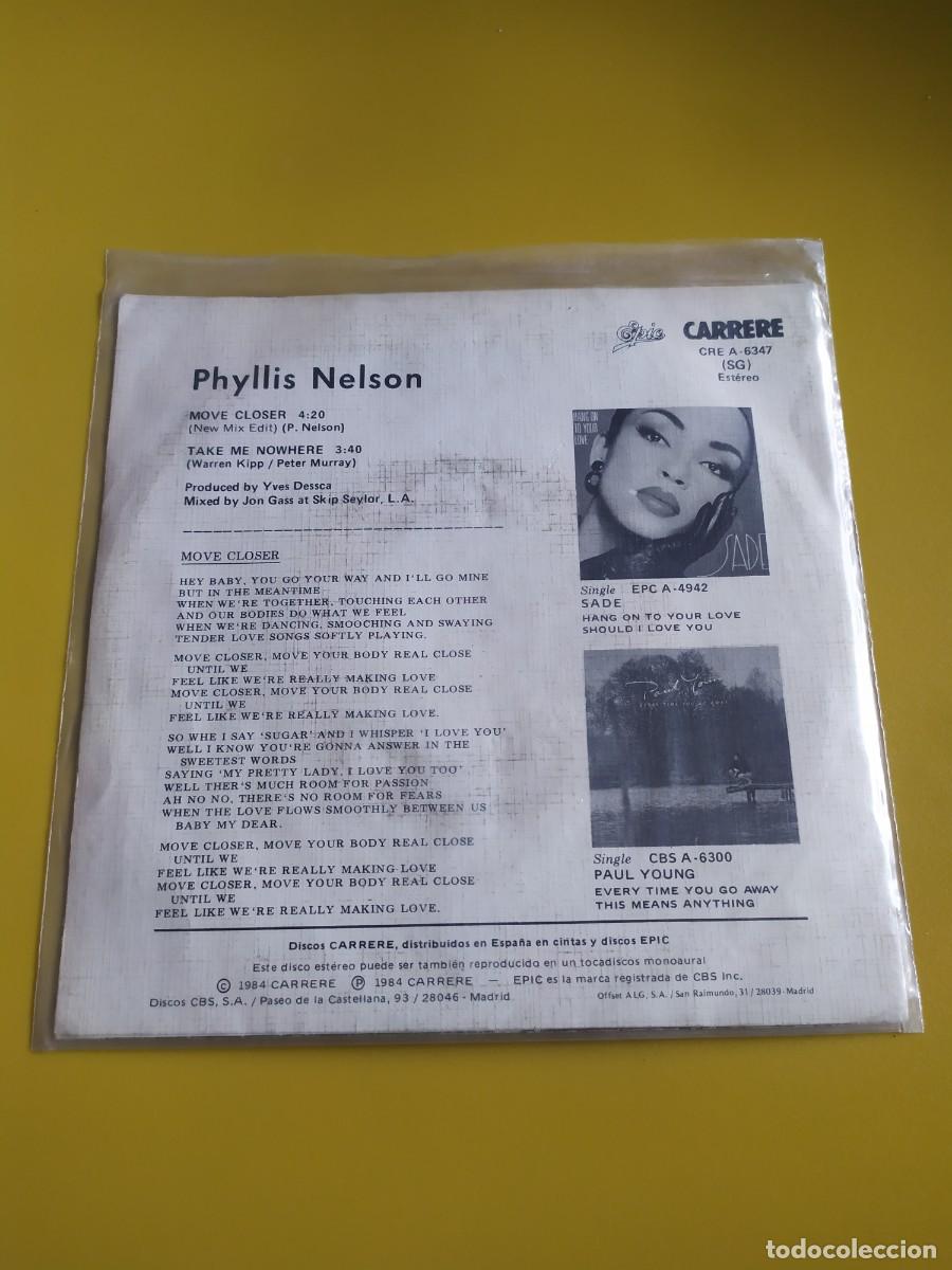 Discos de vinilo: Phyllis Nelson - Move closer / Take me nowhere 1984 - Foto 2