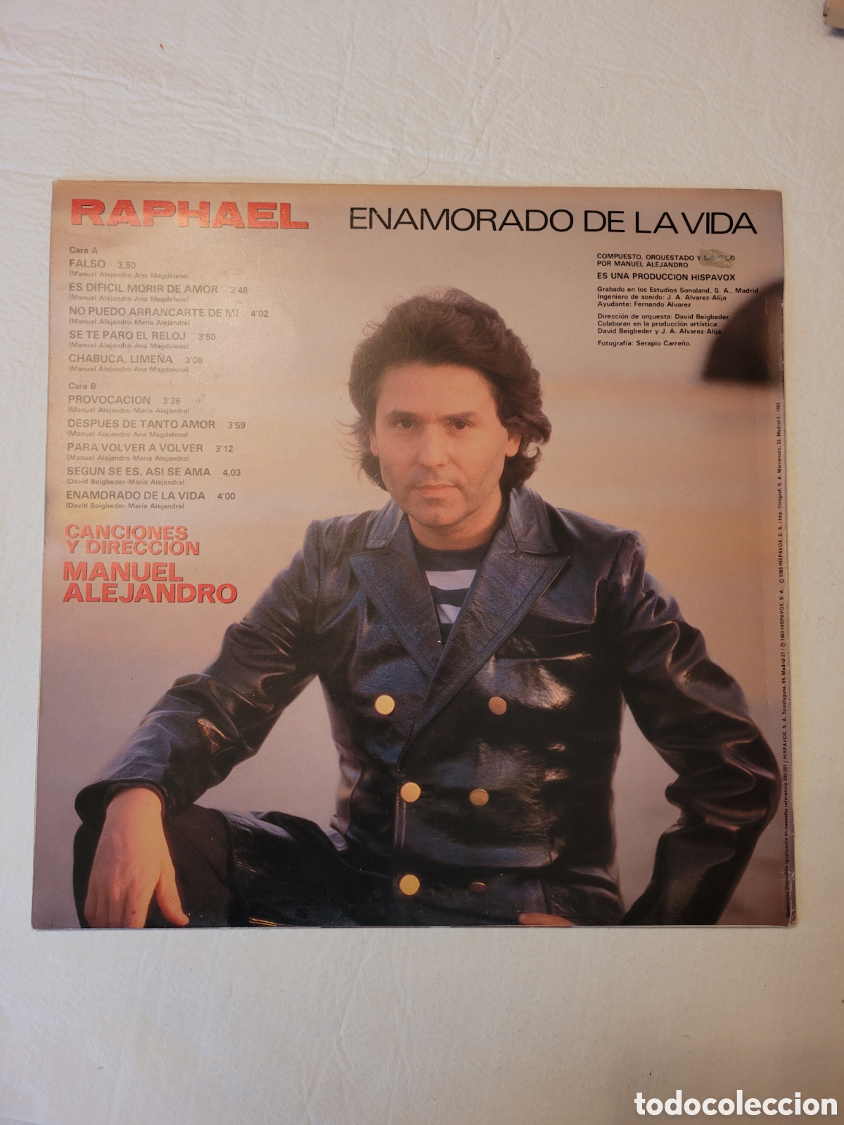 Discos de vinilo: LP Raphael enamorado de la vida hispabox 1983 - Foto 2