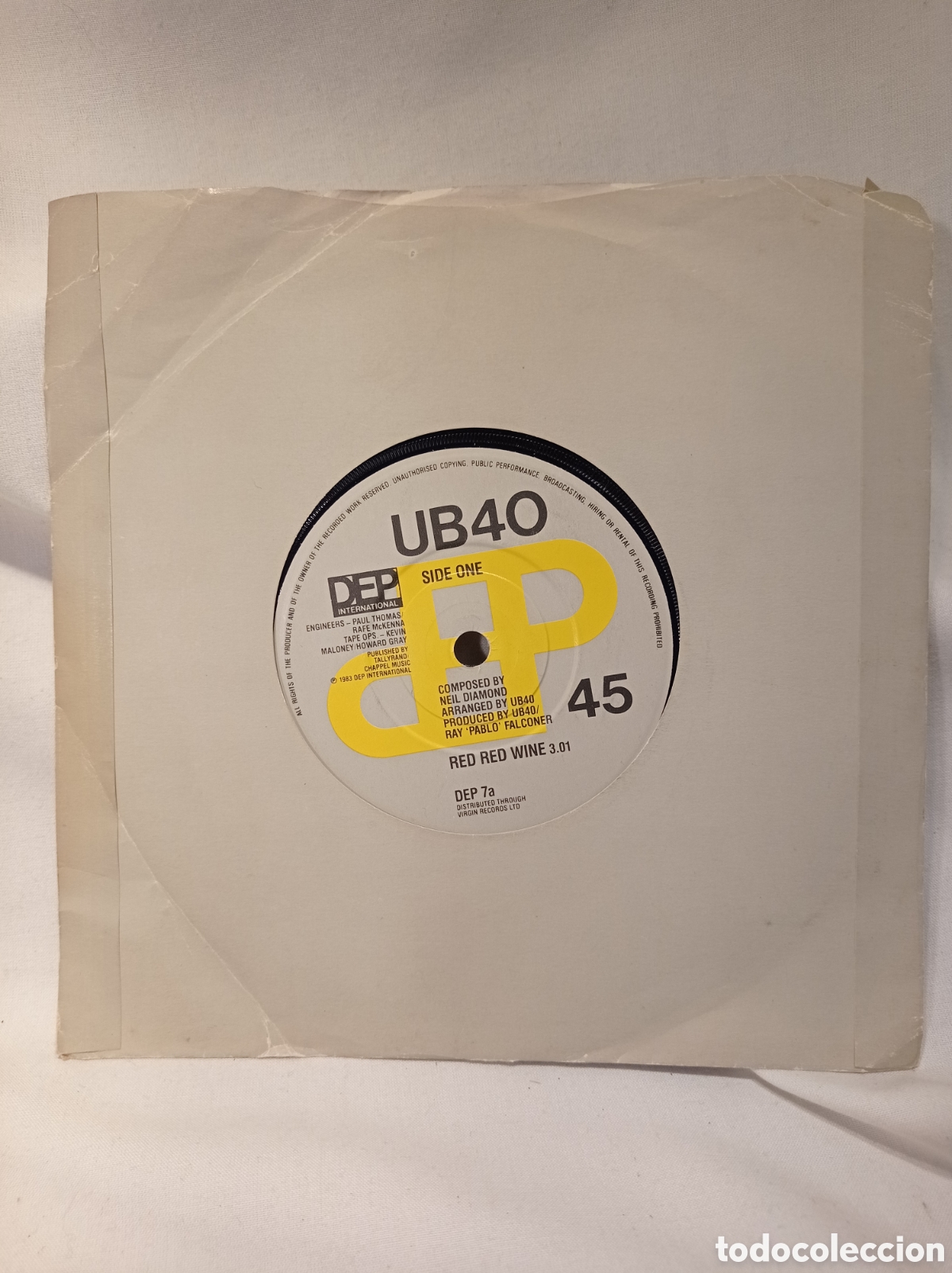 Discos de vinilo: SINGLE VINILO UB40.RED, RED WINE EDICI&Oacute;N UK - Foto 1