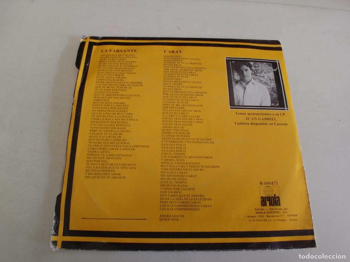 Discos de vinilo: JUAN GABRIEL-SINGLE LA FARSANTE - Foto 2