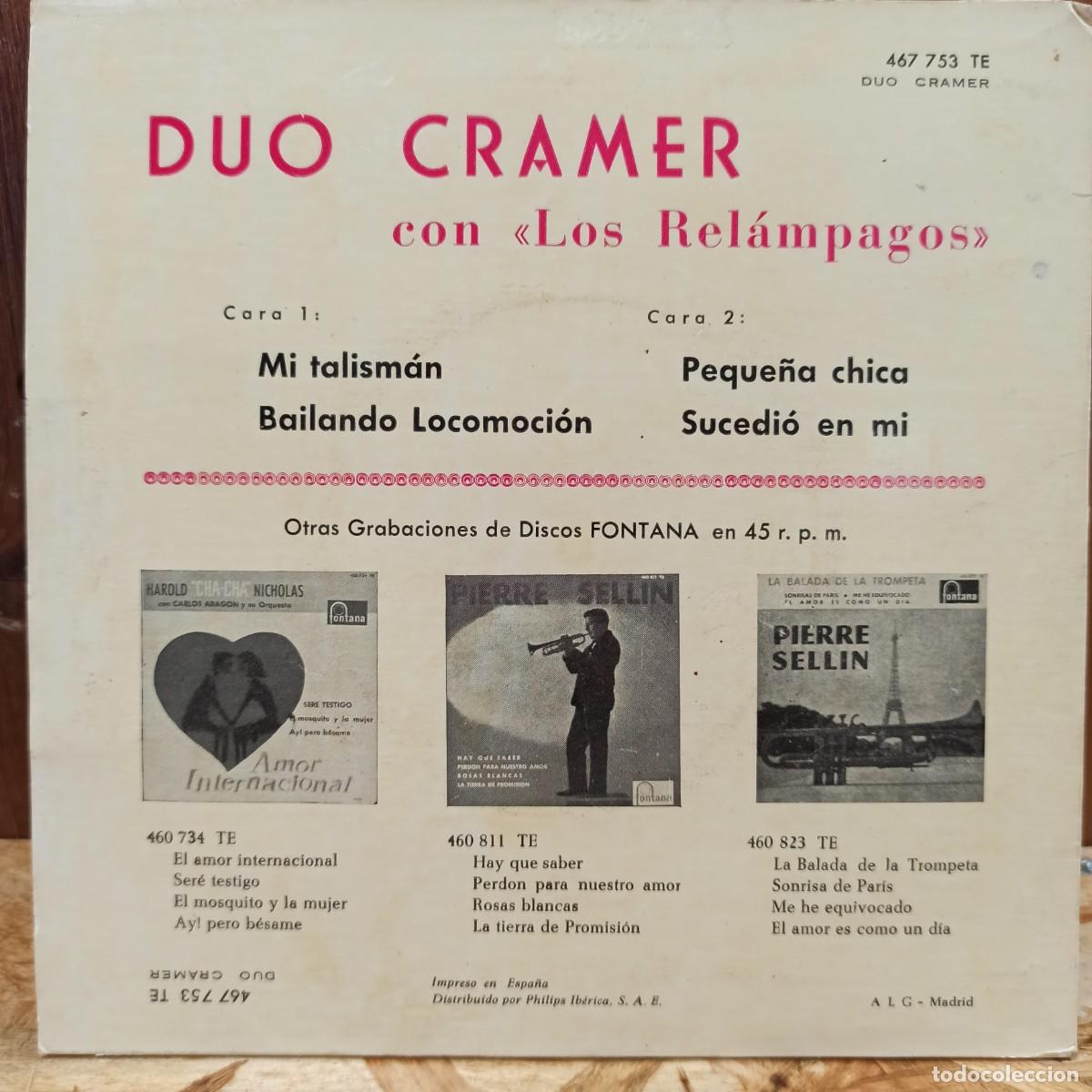 Discos de vinilo: Single EP - D&uacute;o Cramer - Mi Talism&aacute;n + 3 - Foto 2