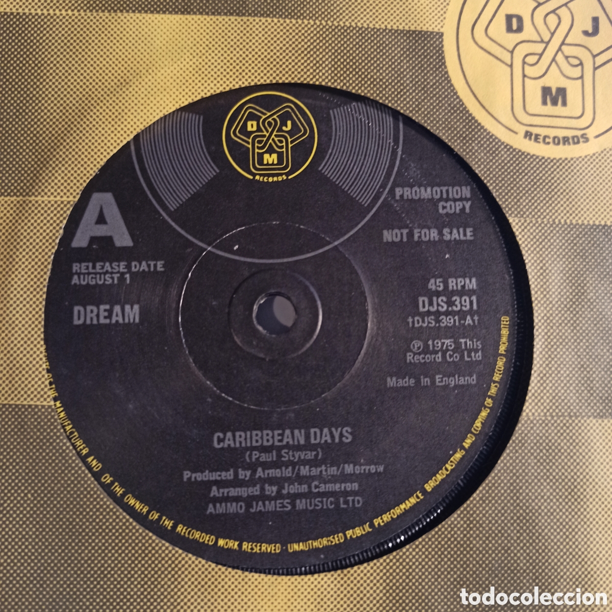 Discos de vinilo: Dream - Caribbean Days (7&rdquo;, Promo) - Foto 1
