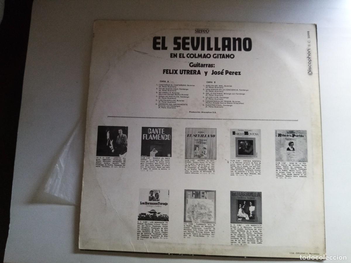 Discos de vinilo: LP EL SEVILLANO EN EL COLMAO GITANO - Foto 4