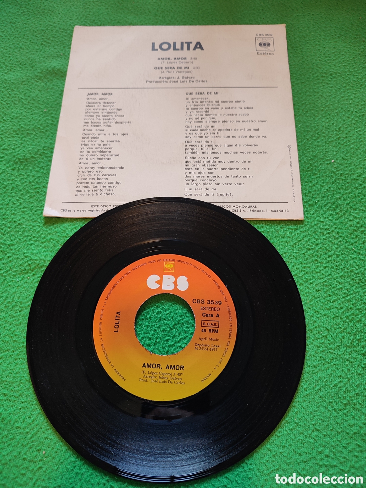Discos de vinilo: Lolita - Amor amor Vinilo Single - Foto 2