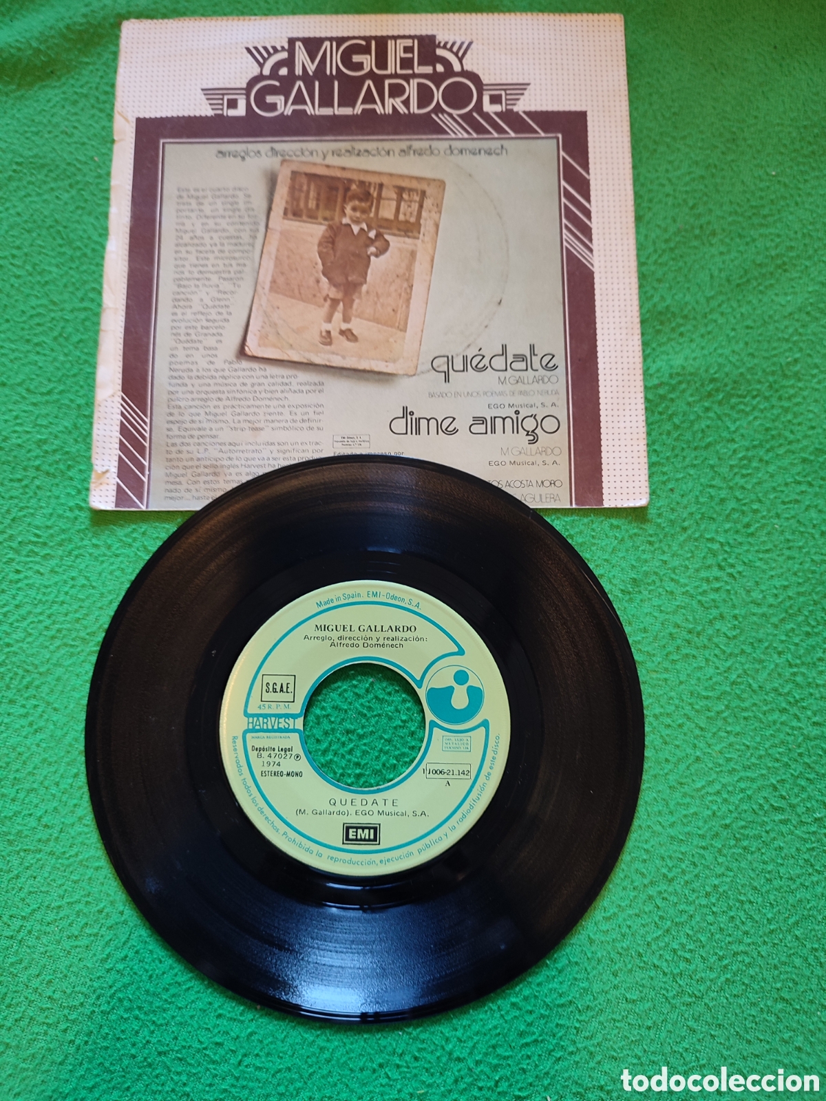 Discos de vinilo: Miguel Gallardo - Qu&eacute;date - Foto 2
