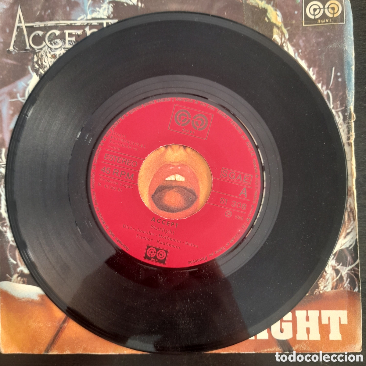 Discos de vinilo: Accept &ndash; Starlight. 1982, Espa&ntilde;a. Vinilo, 7&rdquo;, Single, Promo - Foto 3