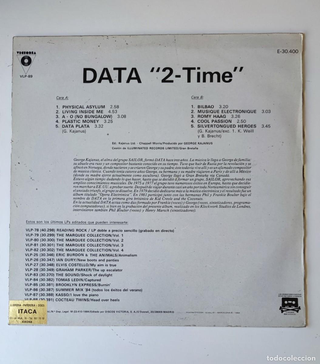 Discos de vinilo: DATA &rdquo;2-TIME (PHYSICAL ASYLUM). 1984-VICTORIA. DISCO VINILO LP - Foto 2