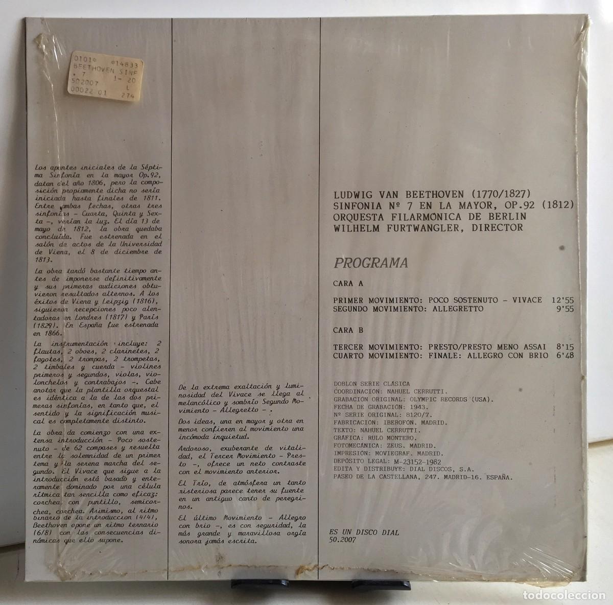 Discos de vinilo: Beethoven - Sinfon&iacute;a 7 - LP - Foto 2