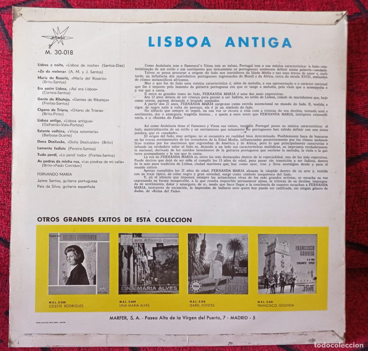 Discos de vinilo: FERNANDA MARIA ** Lisboa Antiga ** VINILO LP 1966 - Foto 2