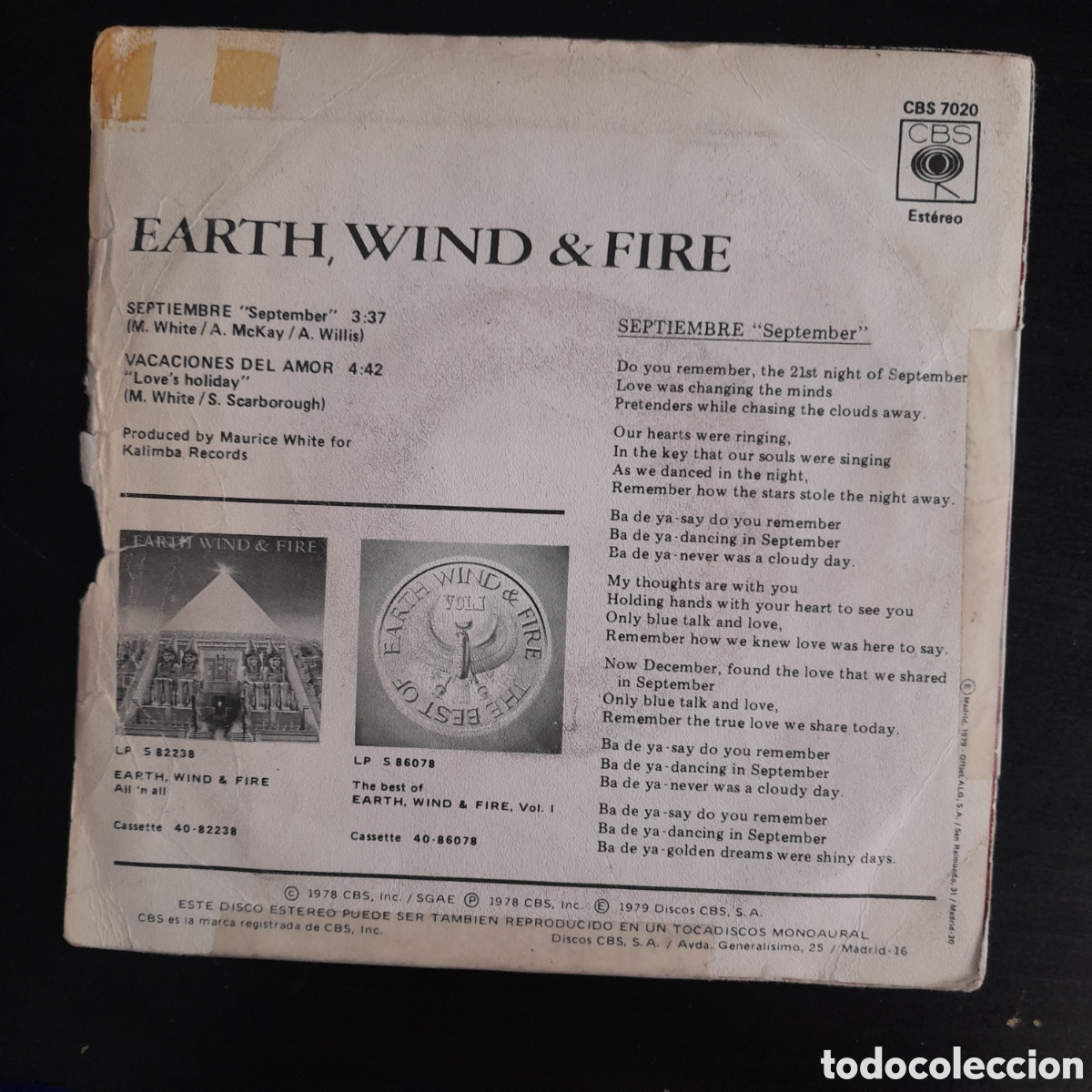 Discos de vinilo: Earth, Wind & Fire &ndash; Septiembre - Foto 2