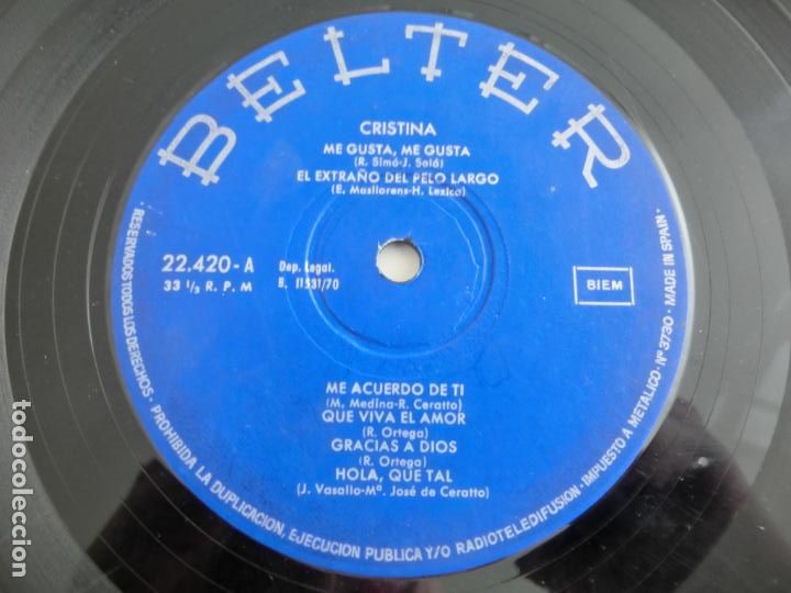Discos de vinilo: CRISTINA - M/T (SPAIN 1970) - Foto 3