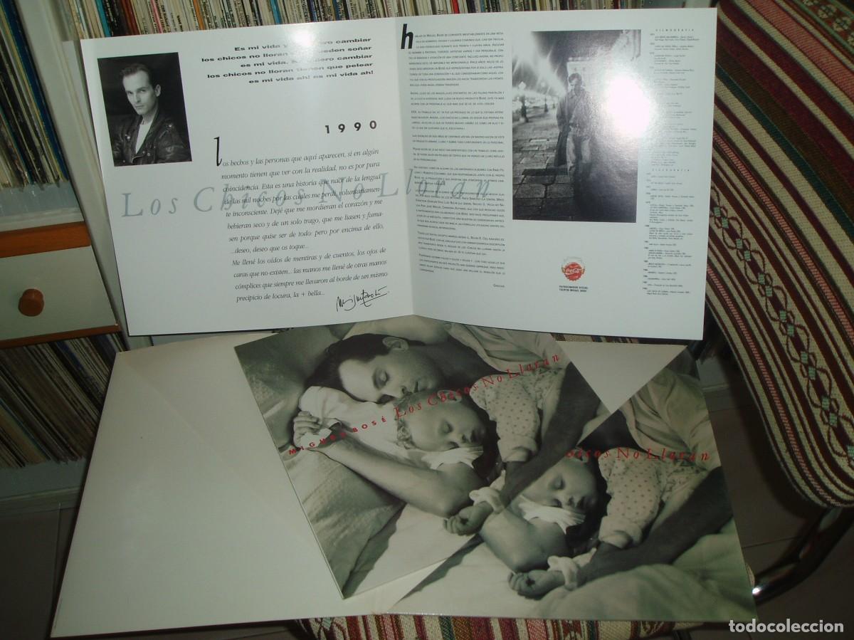 Discos de vinilo: MIGUEL BOS&Eacute; LP LOS CHICOS NO LLORAN PROMO CON GATEFOLDER E INSERTS ESPA&Ntilde;A 1990 - Foto 1