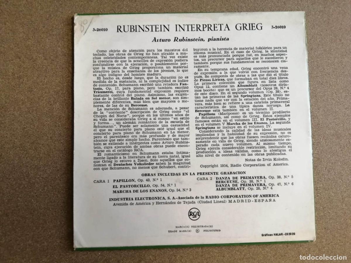 Discos de vinilo: DISCO SINGLE. ARTHUR RUBINSTEIN INTERPRETA A GREEG - Foto 2