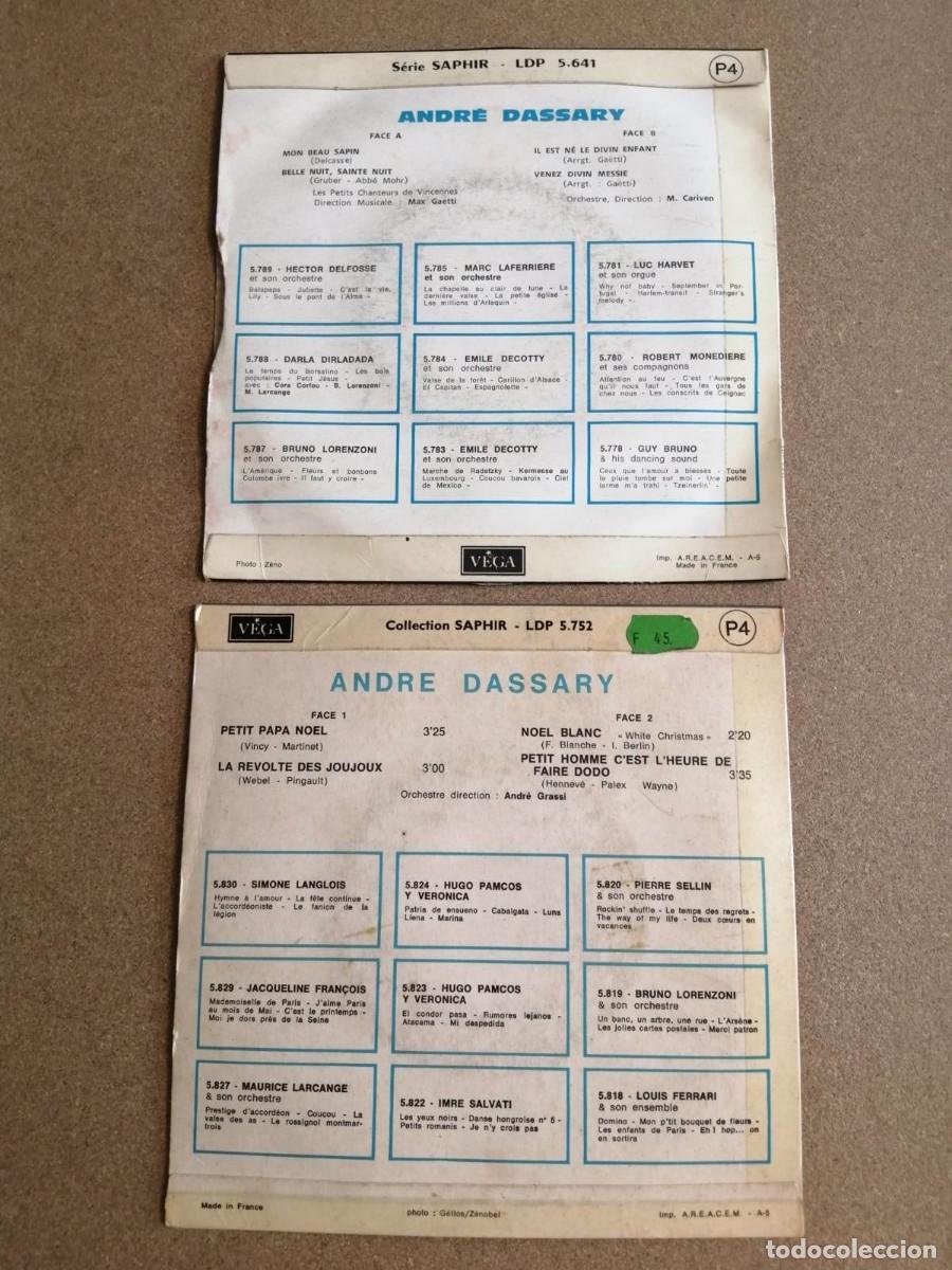 Discos de vinilo: DISCO SINGLE. DOS DISCOS ANDRE DASSARY (TEMAS NAVIDE&Ntilde;OS) - Foto 2