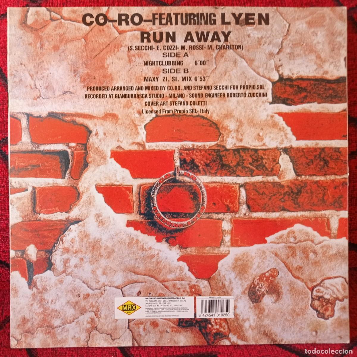 Discos de vinilo: CO.RO Featuring LYEN ** Run Away ** MAXI SINGLE VINILO ORIGINAL 1995 - Foto 2