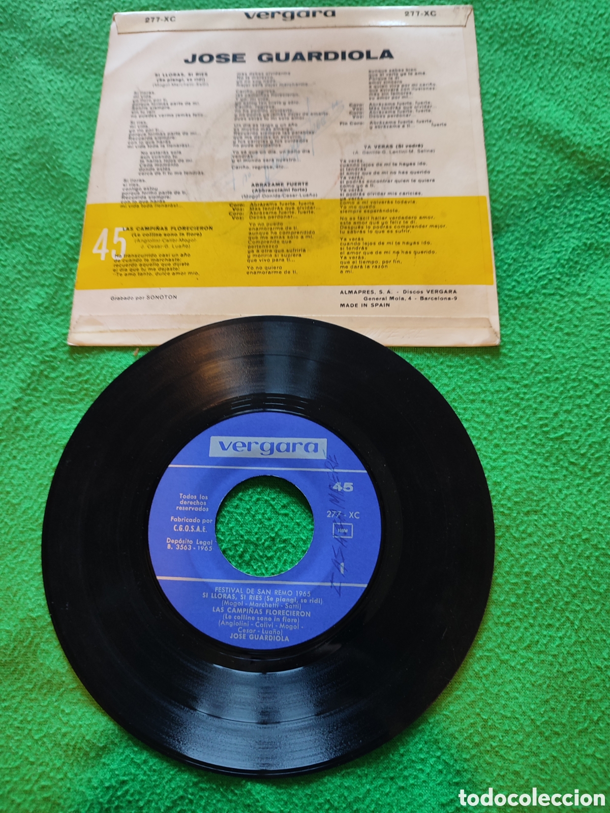 Discos de vinilo: Jos&eacute; Guardiola- Si lloras, si ries + 3 - Foto 2