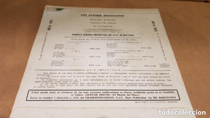 Discos de vinilo: LAS ALEGRES ESTUDIANTES La Tuna Compostelana 1961 vinilo single - Foto 2