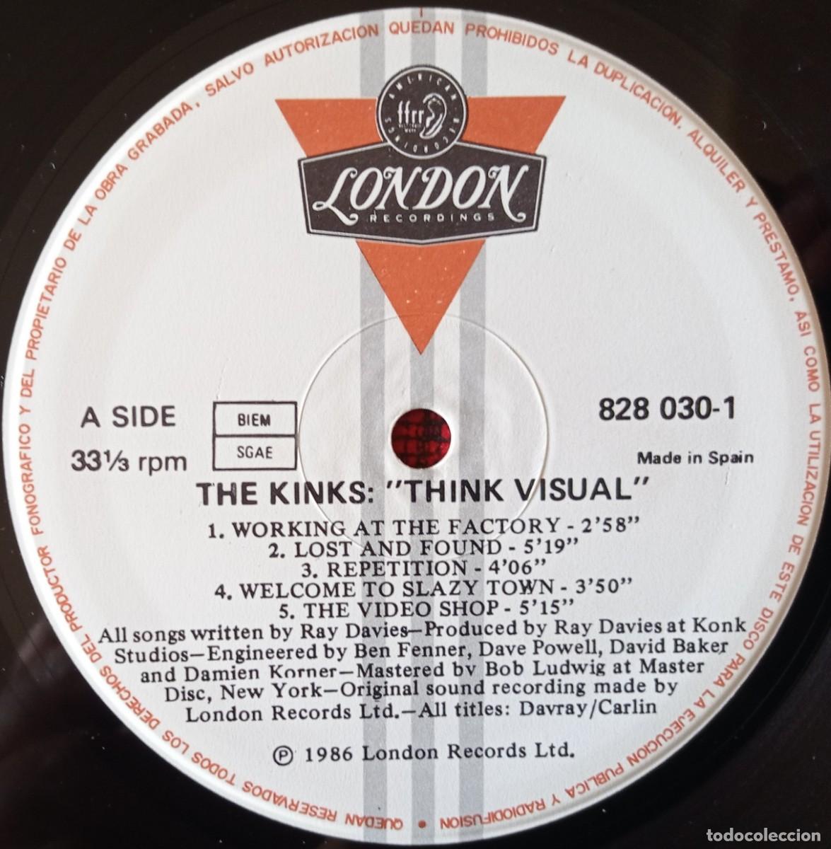 Discos de vinilo: THE KINKS ** Think Visual ** VINILO LP ORIGINAL 1986 CON ENCARTE - Foto 3