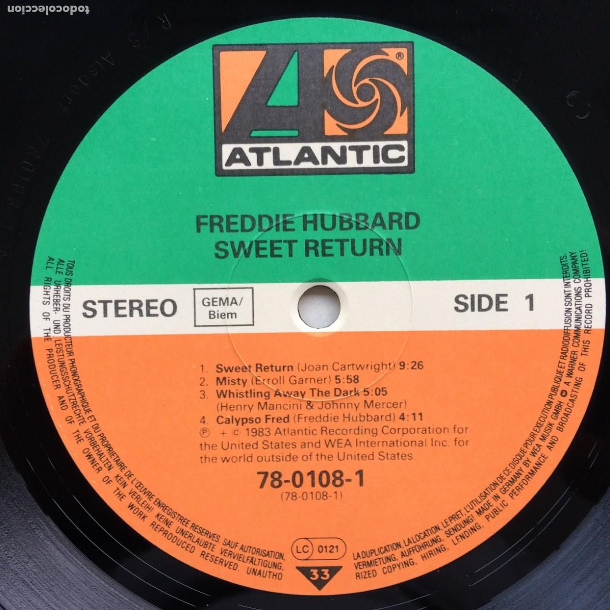 Discos de vinilo: Freddie Hubbard &lrm;&ndash; Sweet Return , Germany 1983 Atlantic - Foto 3