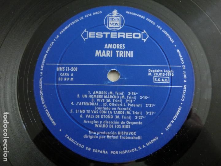 Discos de vinilo: MARI TRINI - AMORES - Foto 3