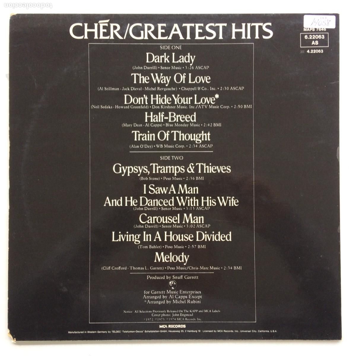 Discos de vinilo: Ch&eacute;r &lrm;&ndash; Greatest Hits , Germany 1974 MCA Records - Foto 2