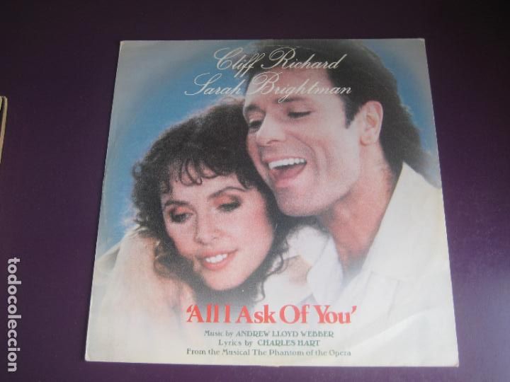 Discos de vinil: Cliff Richard, Sarah Brightman – All I Ask Of You - MAXI SINGLE POLYDOR 1986 - BSO FANTASMA OPERA