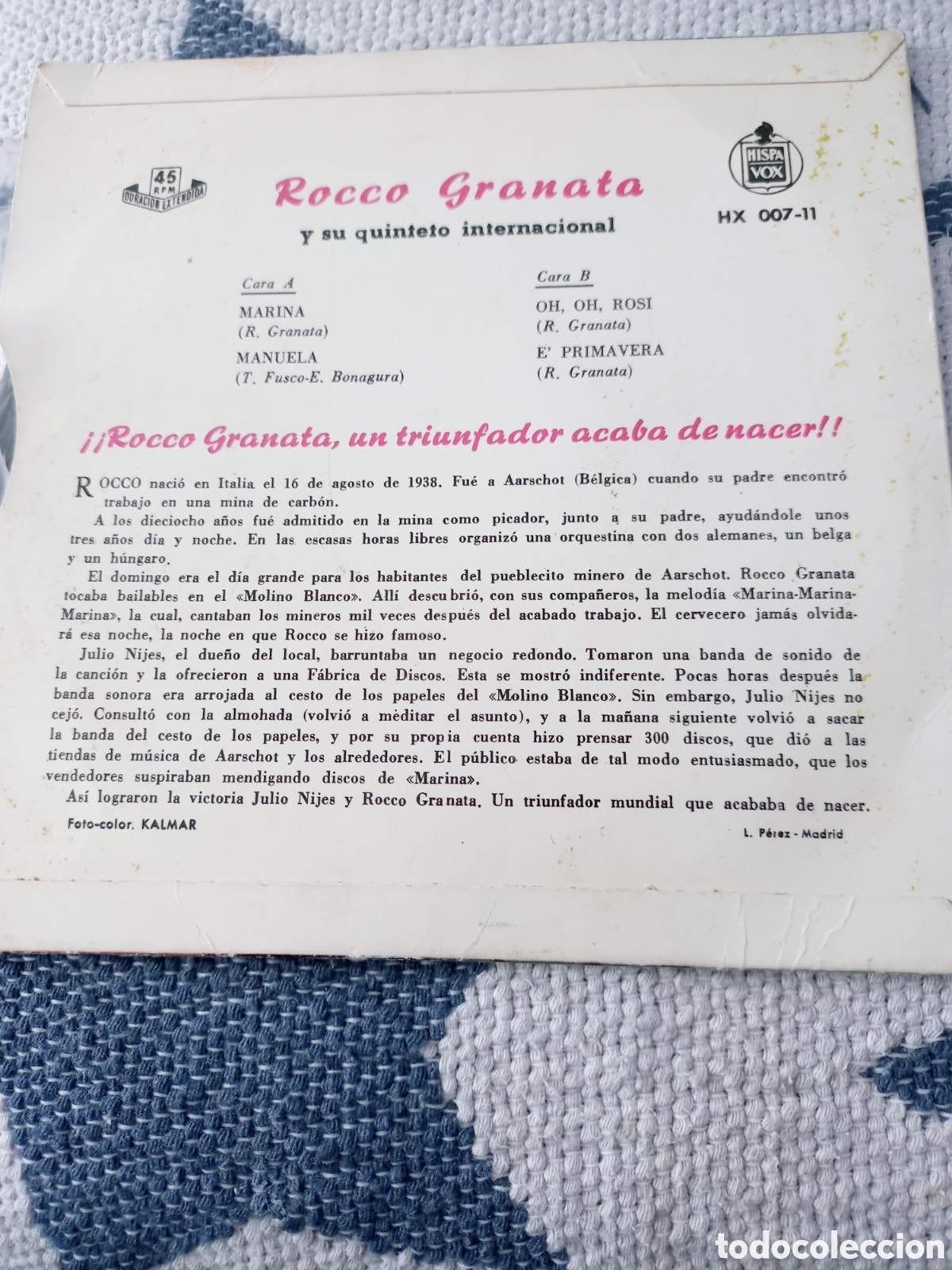 Discos de vinilo: Rocco granata. Marina single vinilo - Foto 2