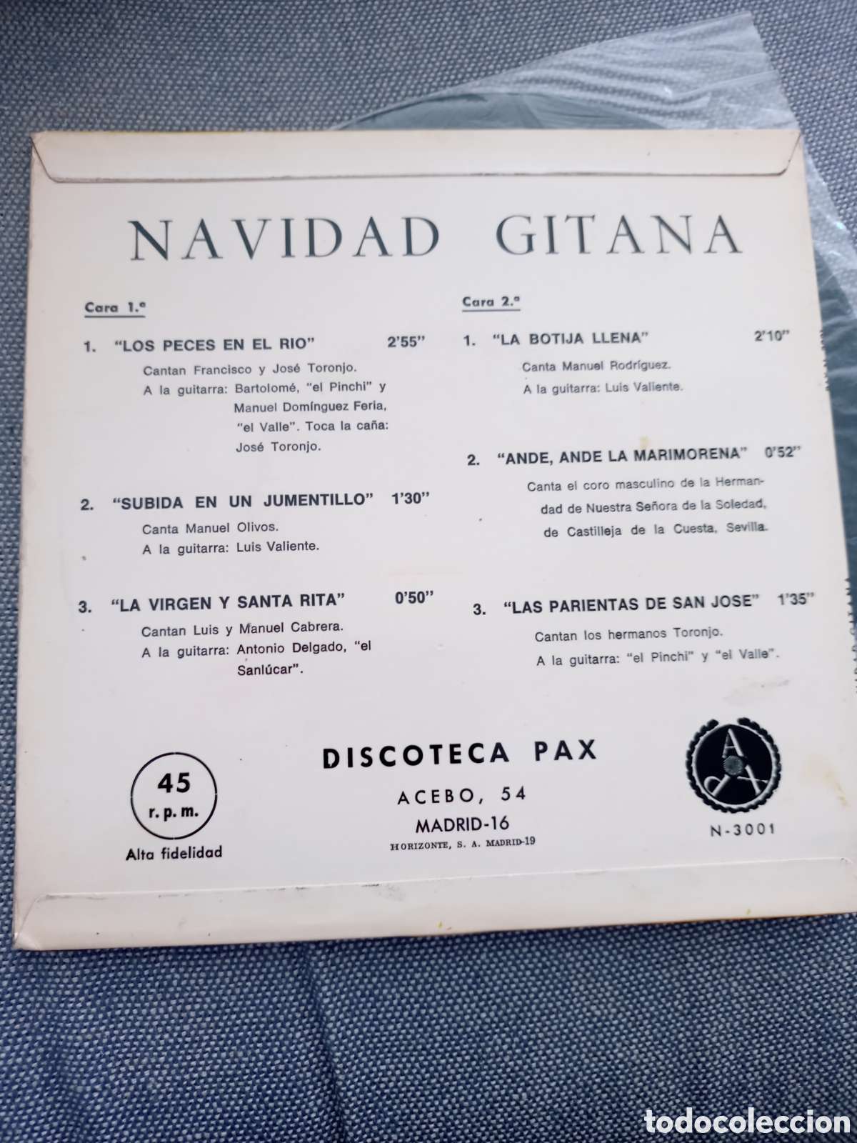 Discos de vinilo: Navidad gitana single vinilo 1959 - Foto 2
