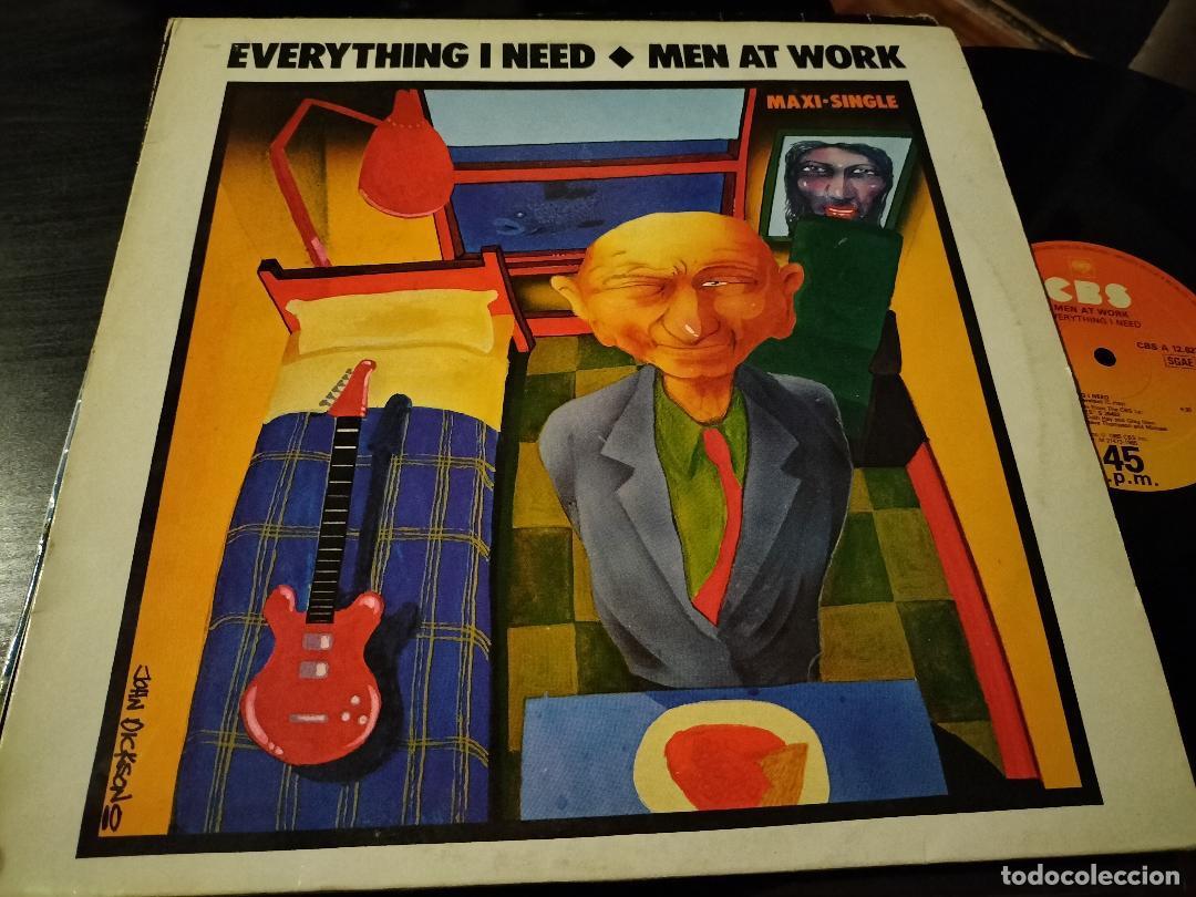Discos de vinilo: MEN AT WORK - EVERYTHING I NEED 12&rdquo; MAXI CBS 1985 - NEW WAVE SYNTH POP - Foto 1
