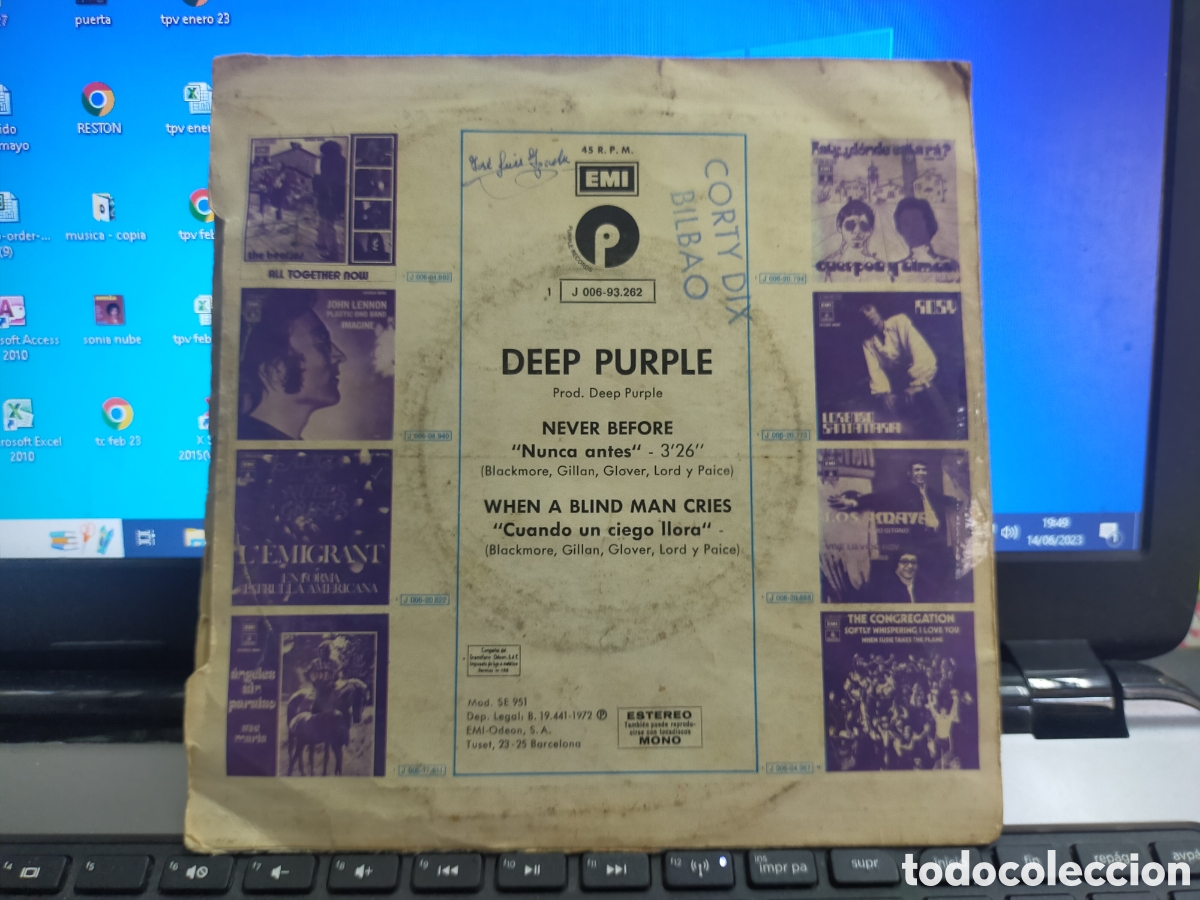 Discos de vinilo: Deep purple single never before Espa&ntilde;a 1972 - Foto 2
