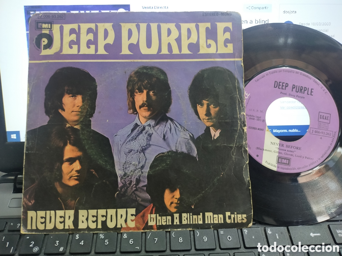 Discos de vinilo: Deep purple single never before Espa&ntilde;a 1972 - Foto 1