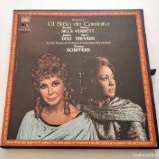 Discos de vinilo: ÓPERA EL SITIO DE CORINTO. GIOACCHINO ROSSINI. COFRE 3 LPS. 1975. EMI J 165-02571/73. VINILOS MINT.
