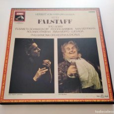 Discos de vinilo: ÓPERA FALSTAFF. GIUSEPPE VERDI. COFRE 3 LPS. 1976. EMI J 165-0442/44. VINILOS MINT.